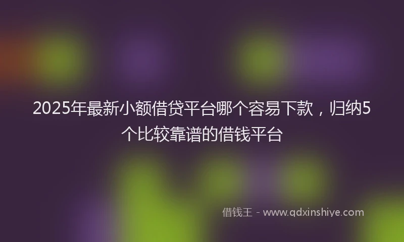 2025年最新小额借贷平台哪个容易下款，归纳5个比较靠谱的借钱平台