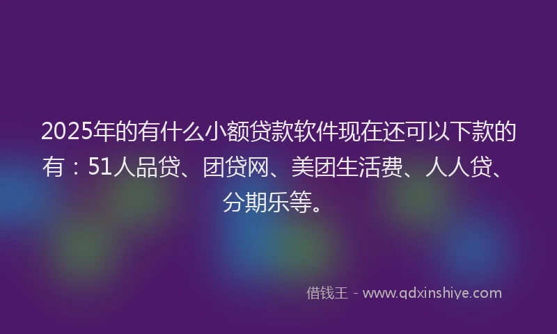 2025年的有什么小额贷款软件现在还可以下款的有：51人品贷、团贷网、美团生活费、人人贷、分期乐等。