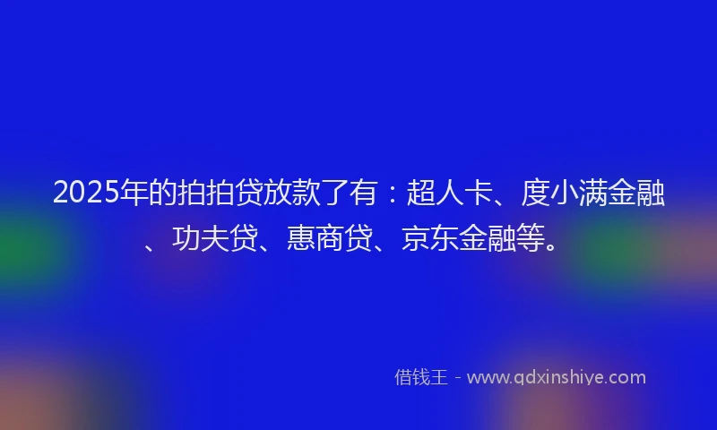 2025年的拍拍贷放款了有：超人卡、度小满金融、功夫贷、惠商贷、京东金融等。