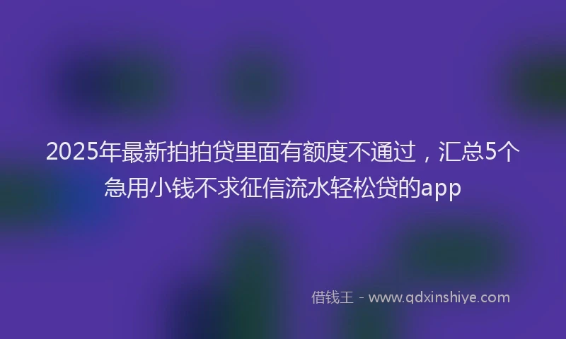 2025年最新拍拍贷里面有额度不通过，汇总5个急用小钱不求征信流水轻松贷的app
