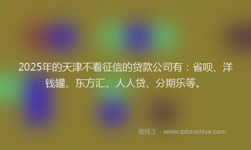2025年的天津不看征信的贷款公司有：省呗、洋钱罐、东方汇、人人贷、分期乐等。