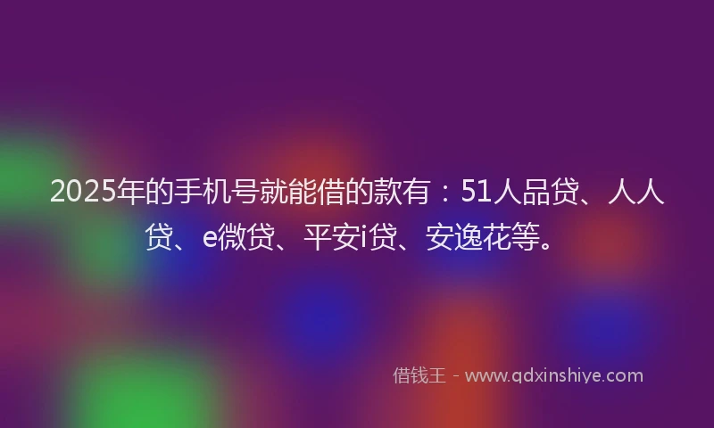 2025年的手机号就能借的款有：51人品贷、人人贷、e微贷、平安i贷、安逸花等。