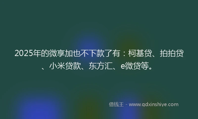 2025年的微享加也不下款了有：柯基贷、拍拍贷、小米贷款、东方汇、e微贷等。