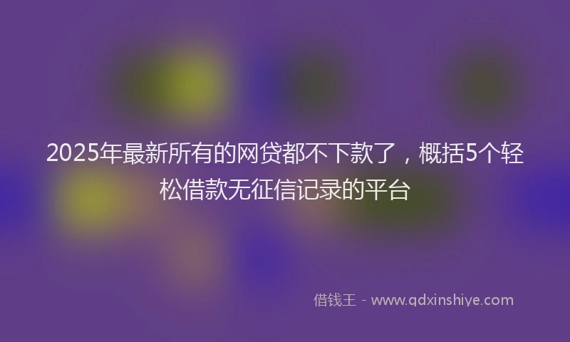 2025年最新所有的网贷都不下款了，概括5个轻松借款无征信记录的平台