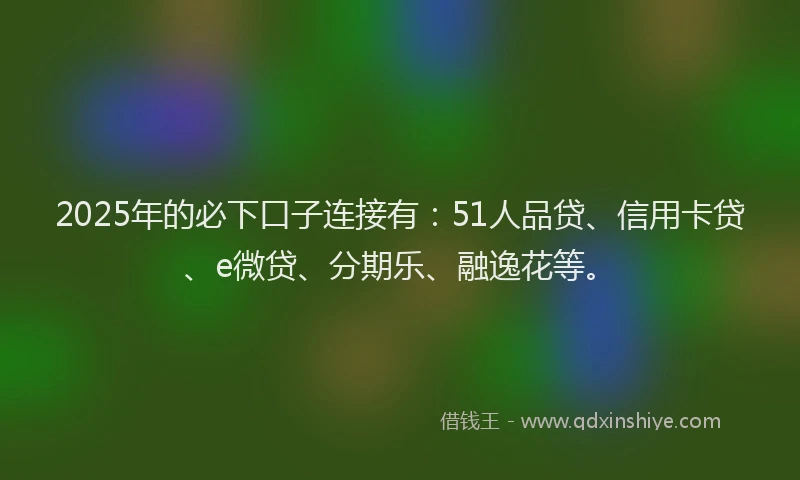 2025年的必下口子连接有：51人品贷、信用卡贷、e微贷、分期乐、融逸花等。