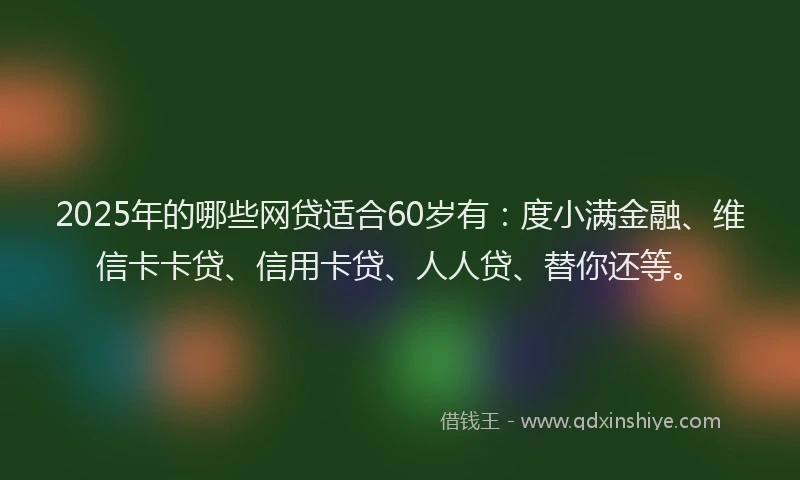 2025年的哪些网贷适合60岁有：度小满金融、维信卡卡贷、信用卡贷、人人贷、替你还等。