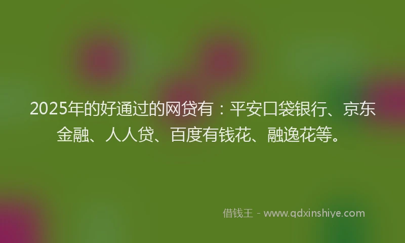 2025年的好通过的网贷有：平安口袋银行、京东金融、人人贷、百度有钱花、融逸花等。