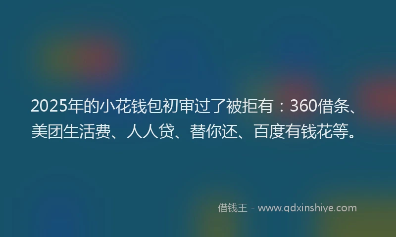 2025年的小花钱包初审过了被拒有：360借条、美团生活费、人人贷、替你还、百度有钱花等。