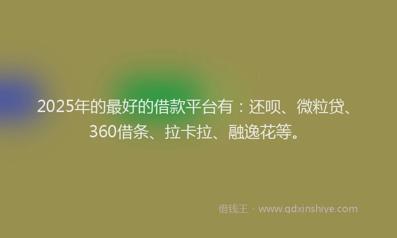 2025年的最好的借款平台有：还呗、微粒贷、360借条、拉卡拉、融逸花等。