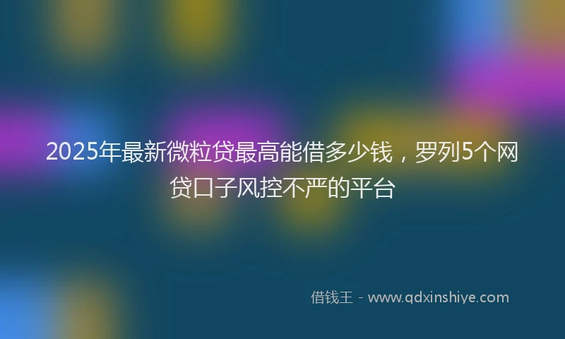 2025年最新微粒贷最高能借多少钱，罗列5个网贷口子风控不严的平台