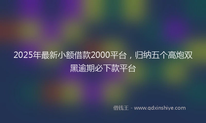 2025年最新小额借款2000平台，归纳五个高炮双黑逾期必下款平台