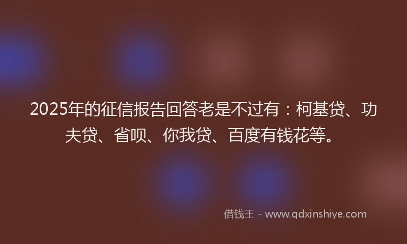 2025年的征信报告回答老是不过有：柯基贷、功夫贷、省呗、你我贷、百度有钱花等。