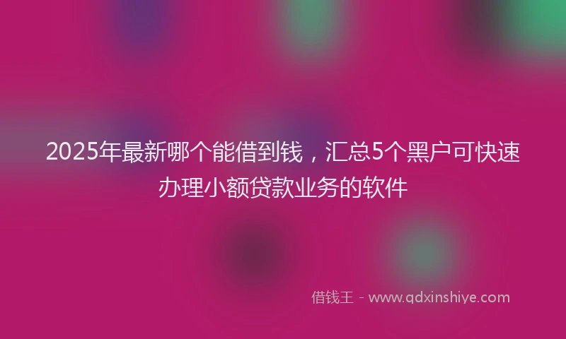 2025年最新哪个能借到钱，汇总5个黑户可快速办理小额贷款业务的软件