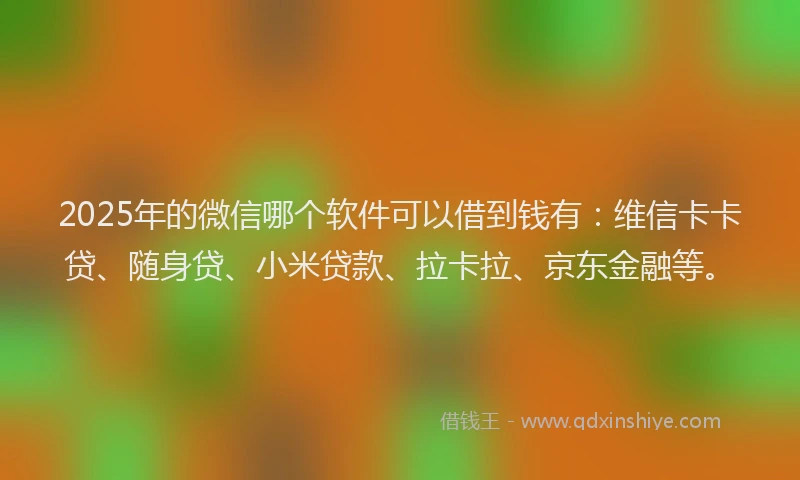 2025年的微信哪个软件可以借到钱有：维信卡卡贷、随身贷、小米贷款、拉卡拉、京东金融等。