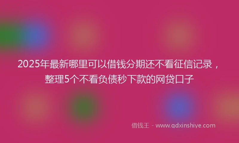 2025年最新哪里可以借钱分期还不看征信记录，整理5个不看负债秒下款的网贷口子