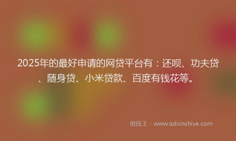 2025年的最好申请的网贷平台有：还呗、功夫贷、随身贷、小米贷款、百度有钱花等。