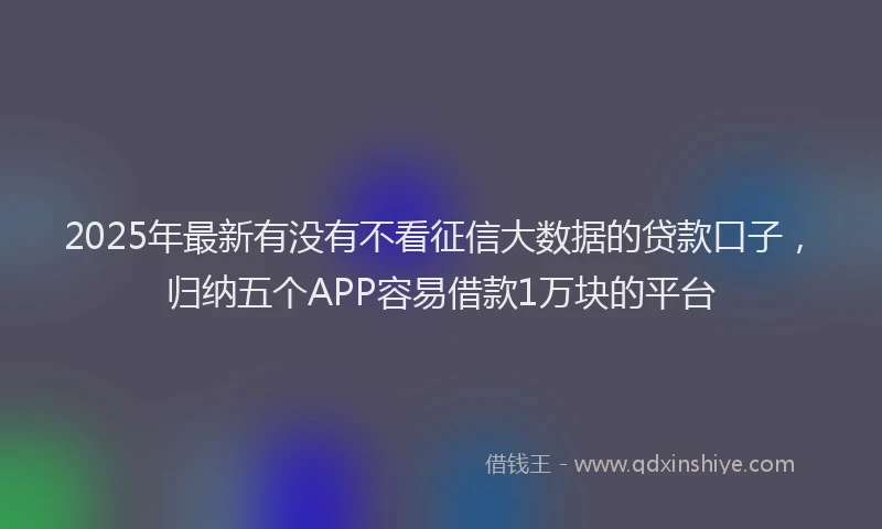 2025年最新有没有不看征信大数据的贷款口子，归纳五个APP容易借款1万块的平台