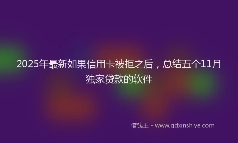 2025年最新如果信用卡被拒之后，总结五个11月独家贷款的软件