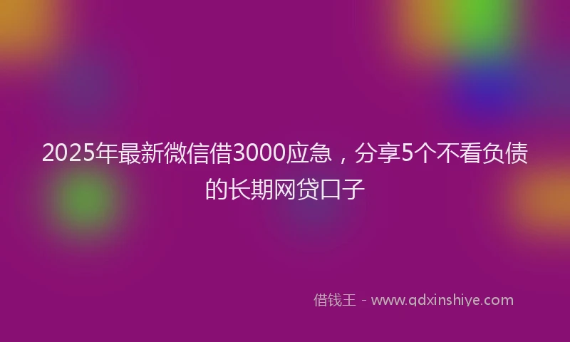 2025年最新微信借3000应急，分享5个不看负债的长期网贷口子