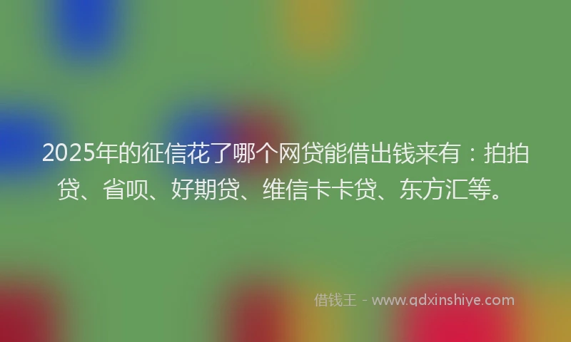 2025年的征信花了哪个网贷能借出钱来有：拍拍贷、省呗、好期贷、维信卡卡贷、东方汇等。