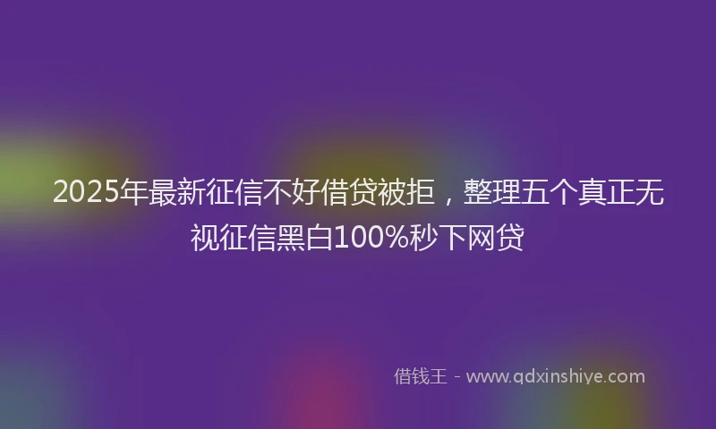 2025年最新征信不好借贷被拒，整理五个真正无视征信黑白100%秒下网贷