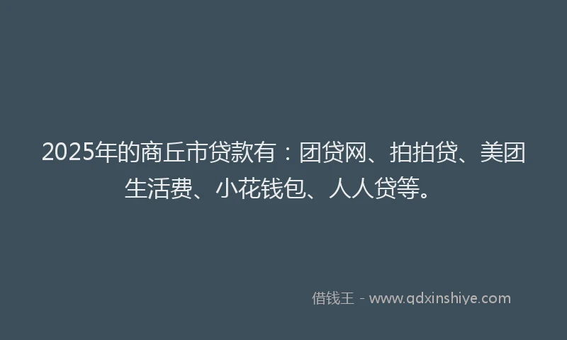 2025年的商丘市贷款有：团贷网、拍拍贷、美团生活费、小花钱包、人人贷等。