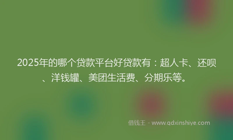 2025年的哪个贷款平台好贷款有：超人卡、还呗、洋钱罐、美团生活费、分期乐等。