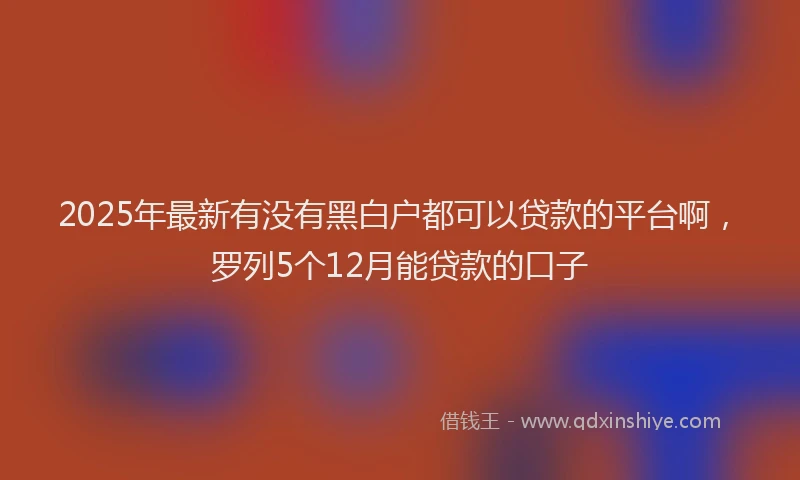 2025年最新有没有黑白户都可以贷款的平台啊，罗列5个12月能贷款的口子