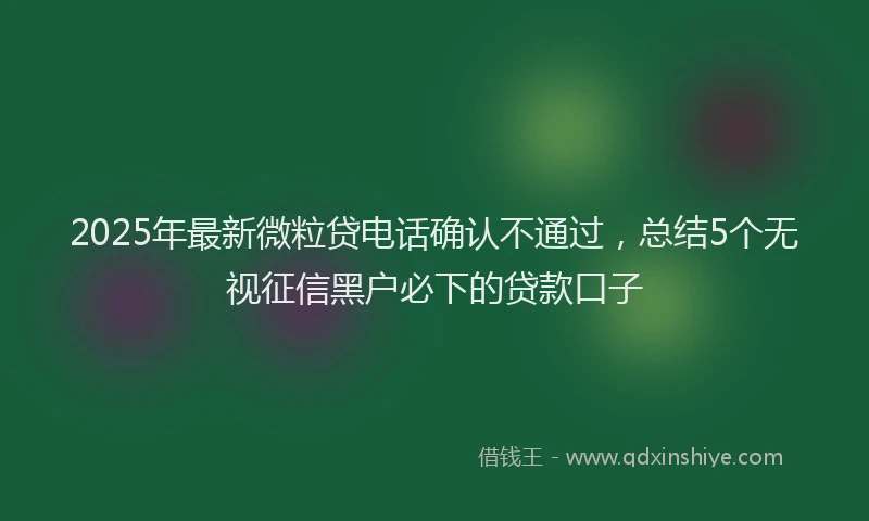 2025年最新微粒贷电话确认不通过，总结5个无视征信黑户必下的贷款口子