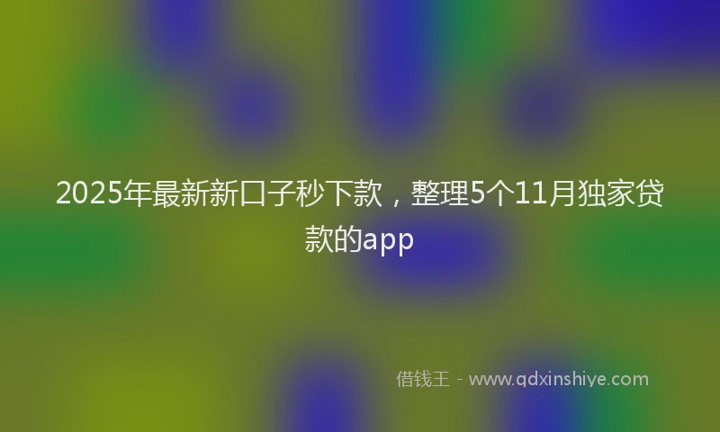 2025年最新新口子秒下款，整理5个11月独家贷款的app