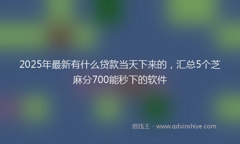 2025年最新有什么贷款当天下来的，汇总5个芝麻分700能秒下的软件
