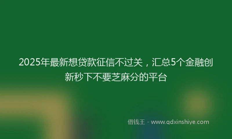 2025年最新想贷款征信不过关，汇总5个金融创新秒下不要芝麻分的平台