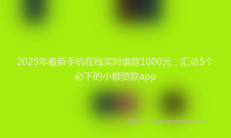 2025年最新手机在线实时借款1000元，汇总5个必下的小额贷款app