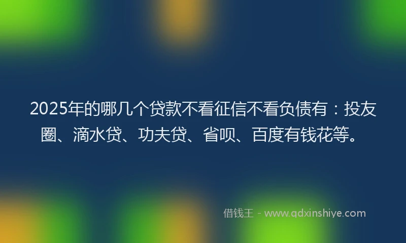 2025年的哪几个贷款不看征信不看负债有：投友圈、滴水贷、功夫贷、省呗、百度有钱花等。