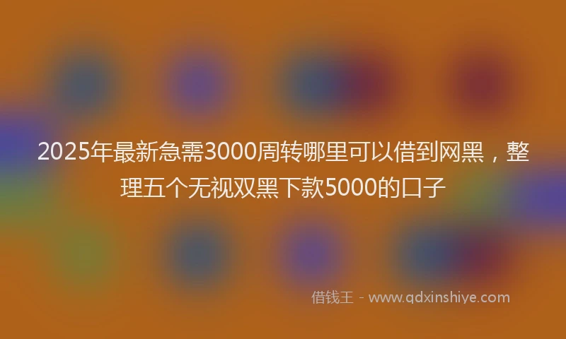 2025年最新急需3000周转哪里可以借到网黑，整理五个无视双黑下款5000的口子