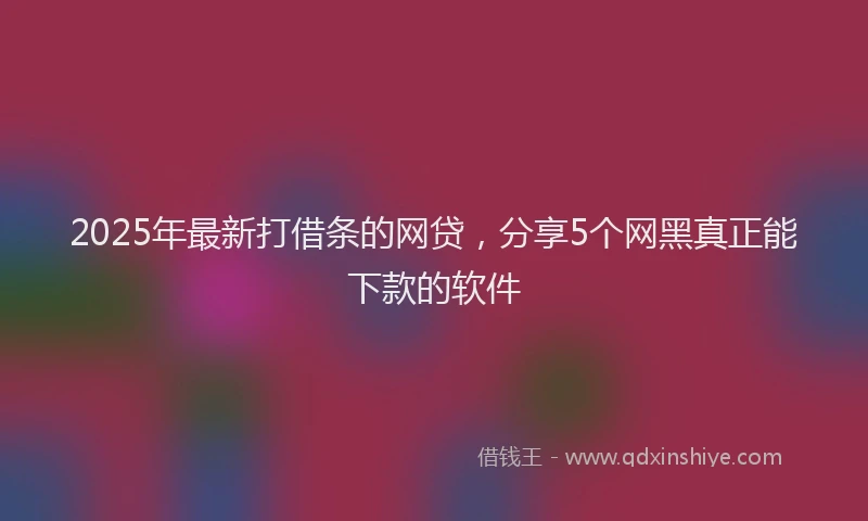 2025年最新打借条的网贷，分享5个网黑真正能下款的软件
