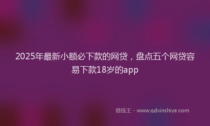 2025年最新小额必下款的网贷，盘点五个网贷容易下款18岁的app