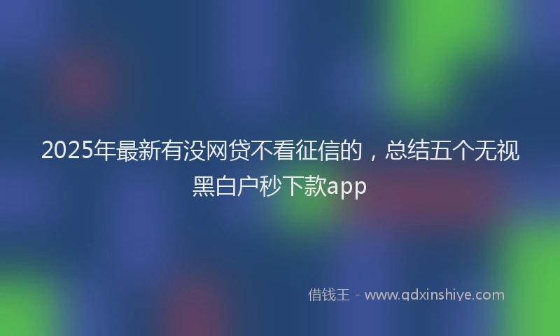 2025年最新有没网贷不看征信的，总结五个无视黑白户秒下款app