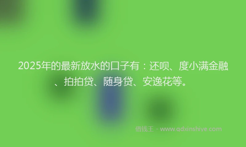 2025年的最新放水的口子有：还呗、度小满金融、拍拍贷、随身贷、安逸花等。