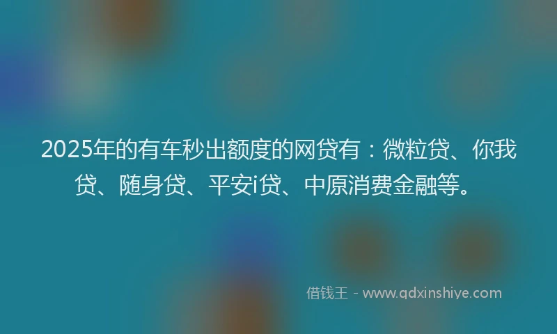 2025年的有车秒出额度的网贷有：微粒贷、你我贷、随身贷、平安i贷、中原消费金融等。