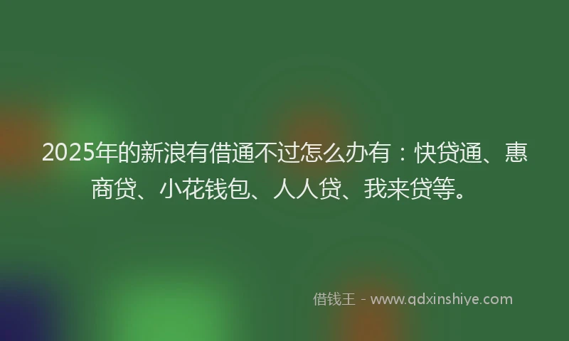2025年的新浪有借通不过怎么办有：快贷通、惠商贷、小花钱包、人人贷、我来贷等。