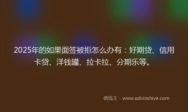 2025年的如果面签被拒怎么办有：好期贷、信用卡贷、洋钱罐、拉卡拉、分期乐等。