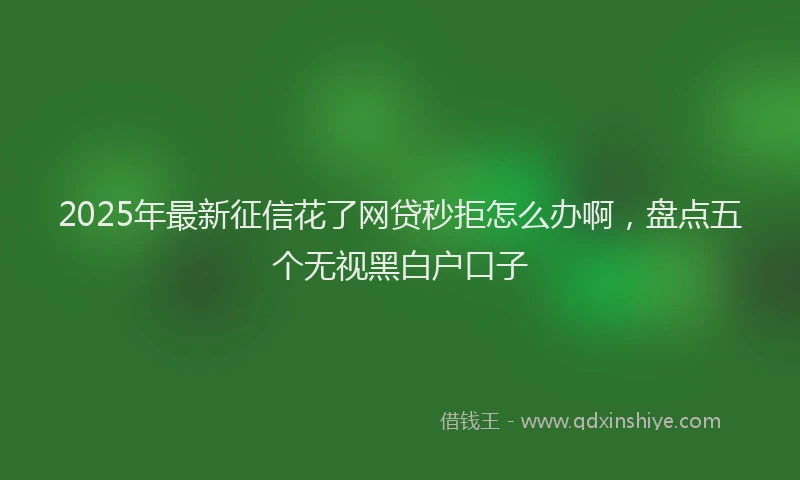 2025年最新征信花了网贷秒拒怎么办啊，盘点五个无视黑白户口子