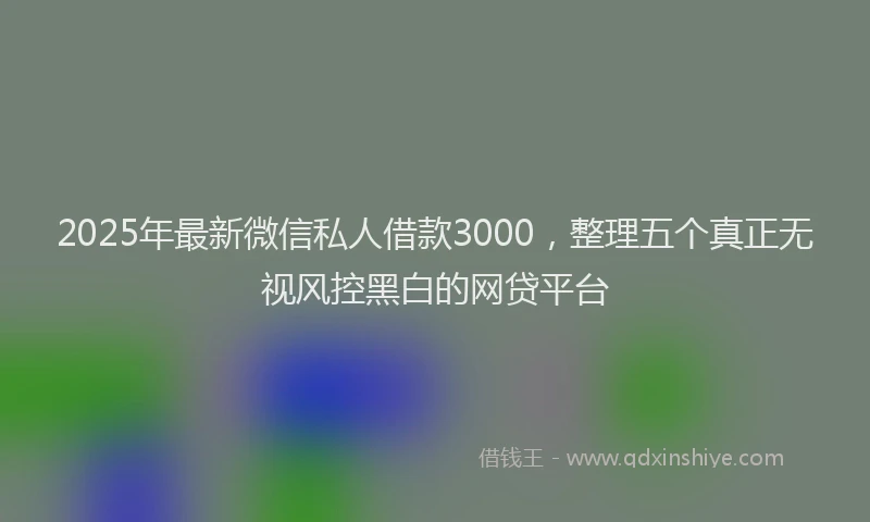 2025年最新微信私人借款3000，整理五个真正无视风控黑白的网贷平台