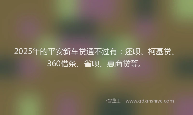 2025年的平安新车贷通不过有：还呗、柯基贷、360借条、省呗、惠商贷等。