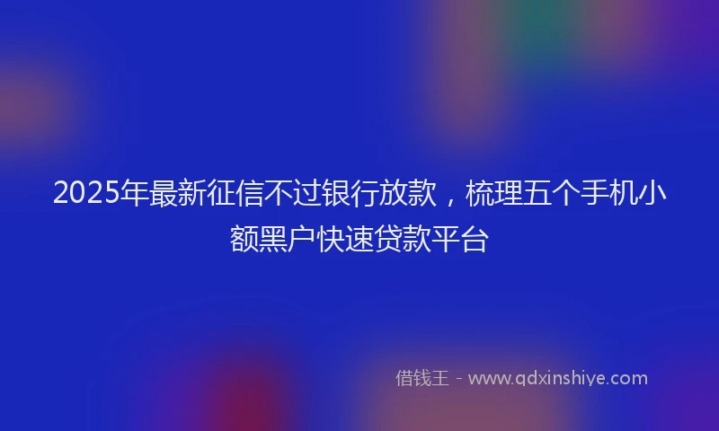 2025年最新征信不过银行放款，梳理五个手机小额黑户快速贷款平台