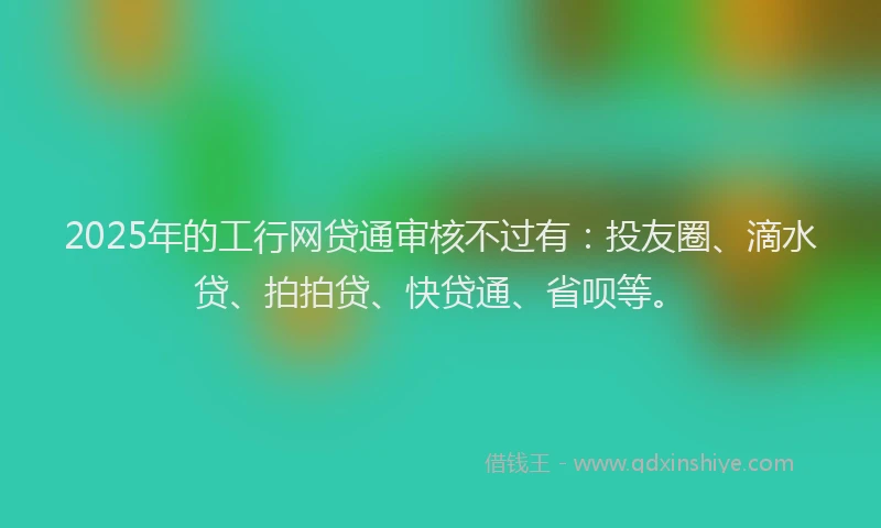 2025年的工行网贷通审核不过有：投友圈、滴水贷、拍拍贷、快贷通、省呗等。