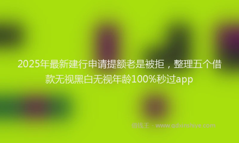 2025年最新建行申请提额老是被拒，整理五个借款无视黑白无视年龄100%秒过app