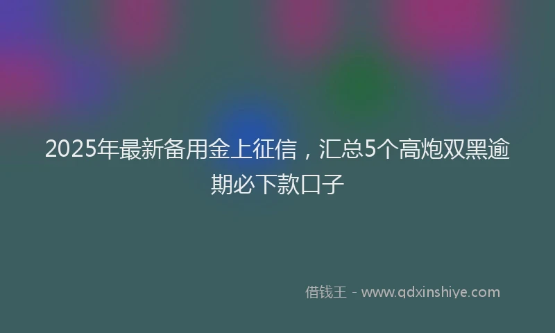 2025年最新备用金上征信，汇总5个高炮双黑逾期必下款口子