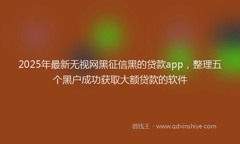 2025年最新无视网黑征信黑的贷款app，整理五个黑户成功获取大额贷款的软件